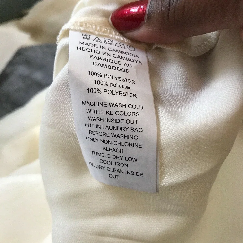Michael Michael Kors Shirt Womens XL Ivory Surplice Tie Neck Short Sleeve Blouse